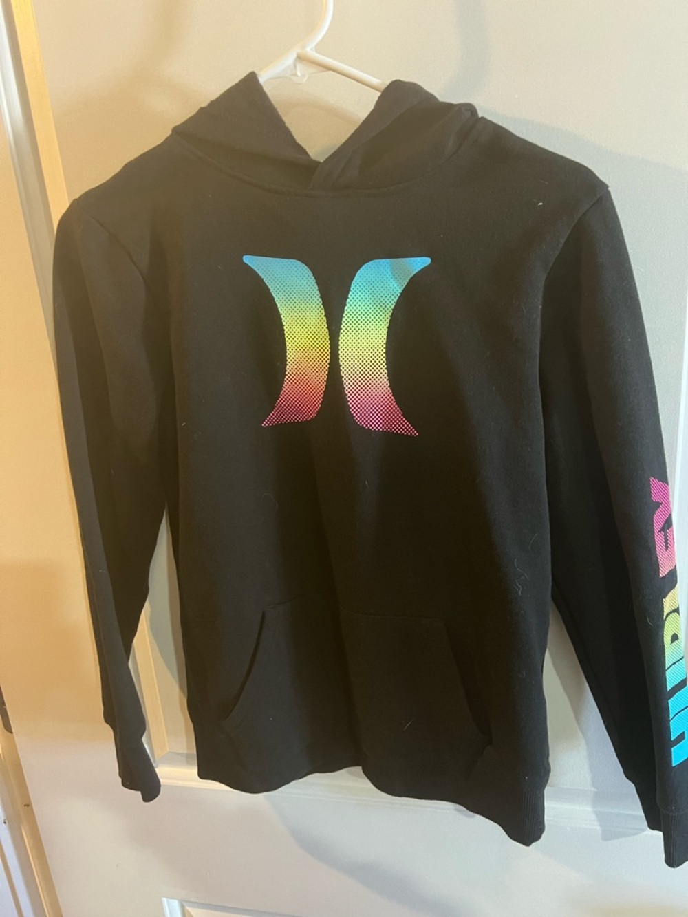 Hurley Black Hoodie with White Logo Tag